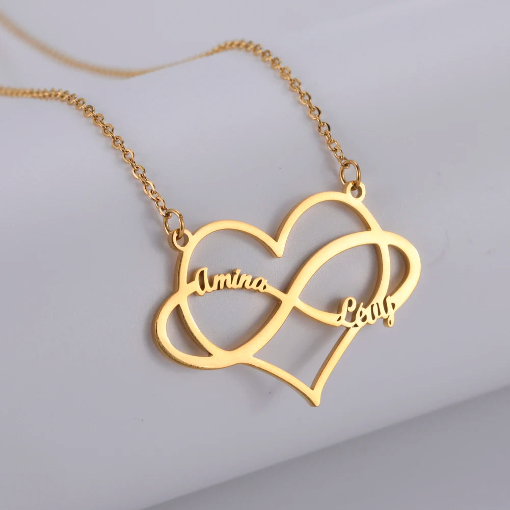 Infinite Symbol Personalized Necklace Name Heart Custom Chain Family Gift For Women Men Couple Friend Stainless Steel Jewelry