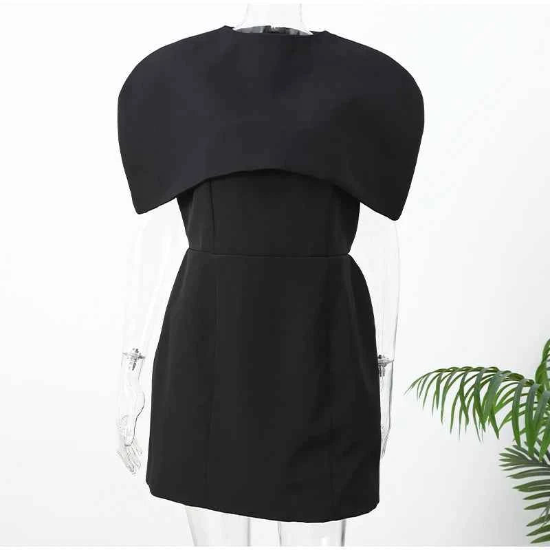 Cinching Waist Solid Mini Dresses Women Elegant Cap Sleeves Slim Fit Short A Line Dress 2025 New Summer Vacation Party Gowns