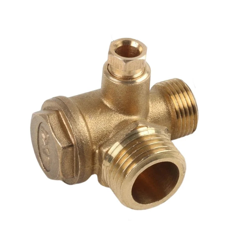 G1/2 3-Port Air Compressor Check Valve Connect Pipe Fittings Check Valve Connector Air Compressor Replacement Pneumatic Parts