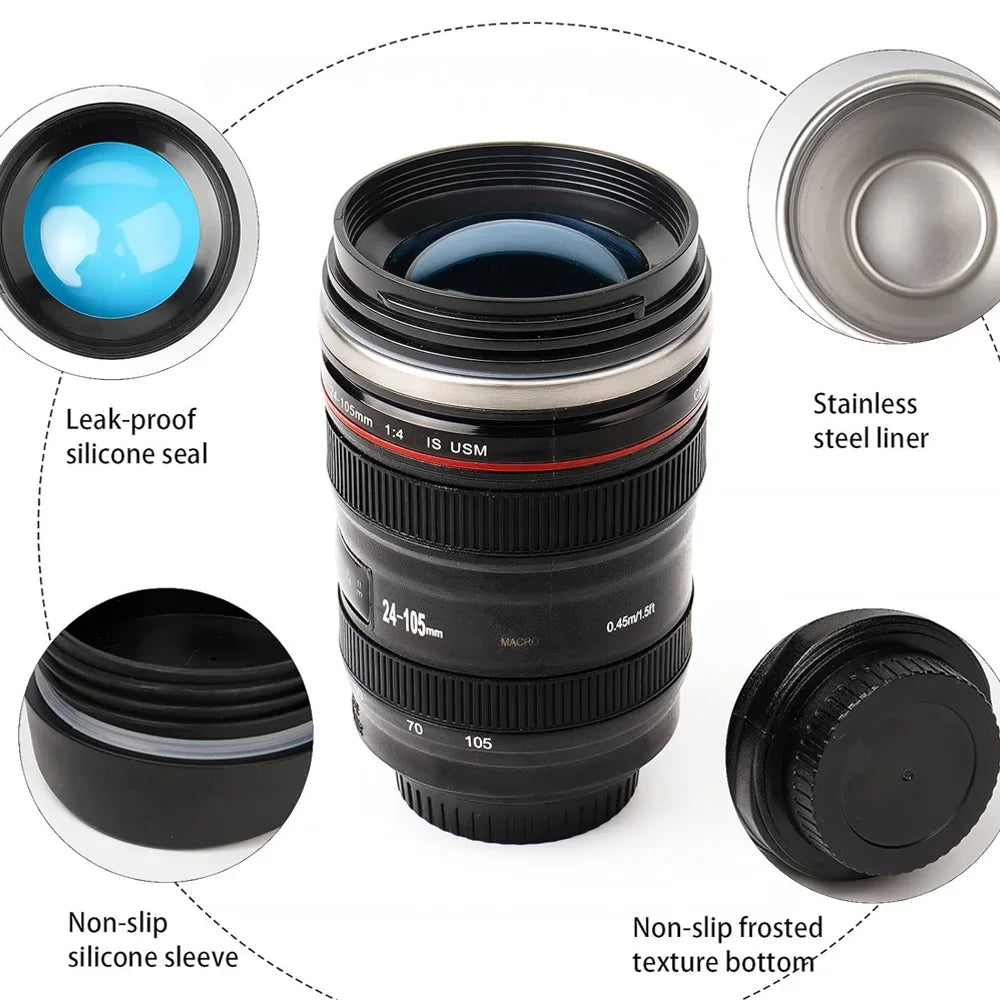 Coffee Mug Thermal  Camera Len Cup Tnsulated Water Bottle  Stainless Steel Tumbler Leakproof Vacuum Flasks for Camping Drinkware
