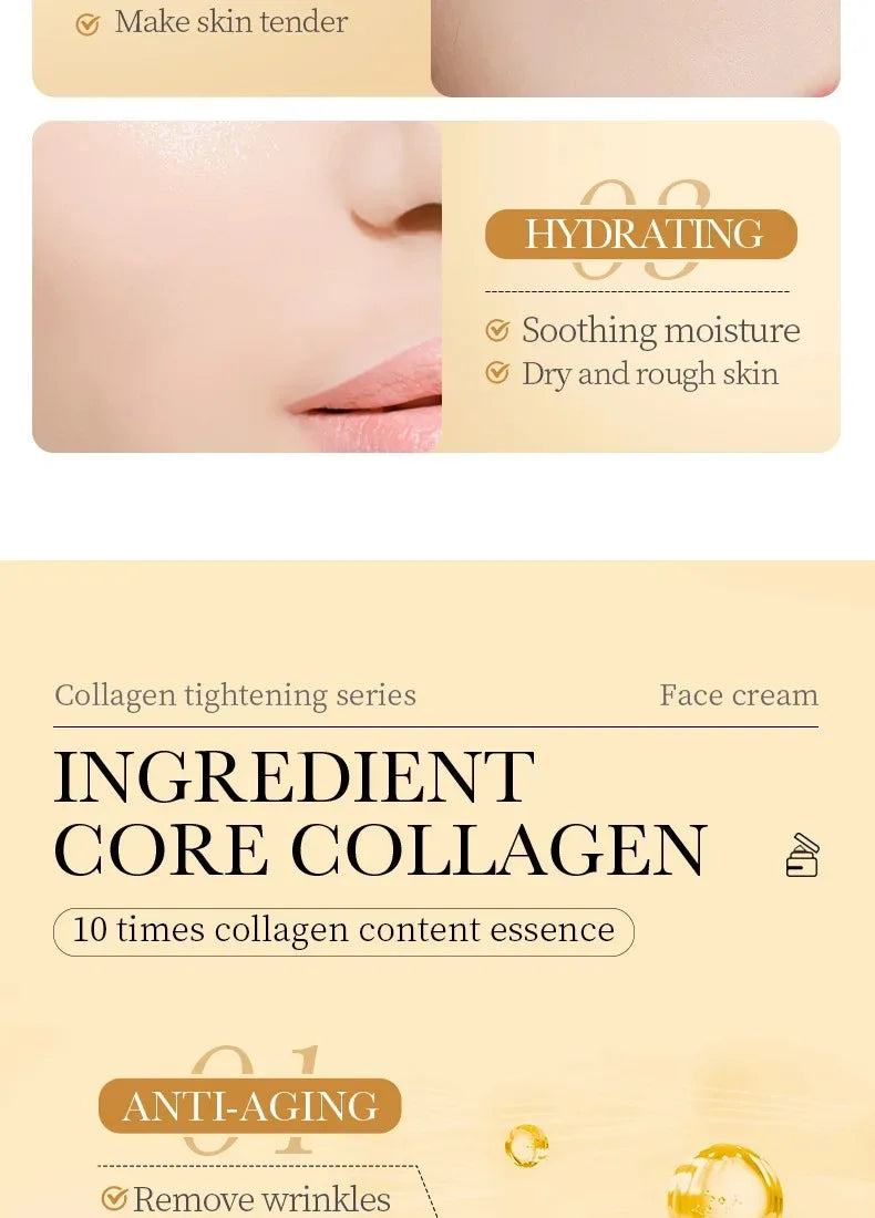 SADOER Collagen Firming Face Cream Skincare Moisturizing Hydrating Beauty Face Creams Faical Cream Beauty Face Skin Care Product