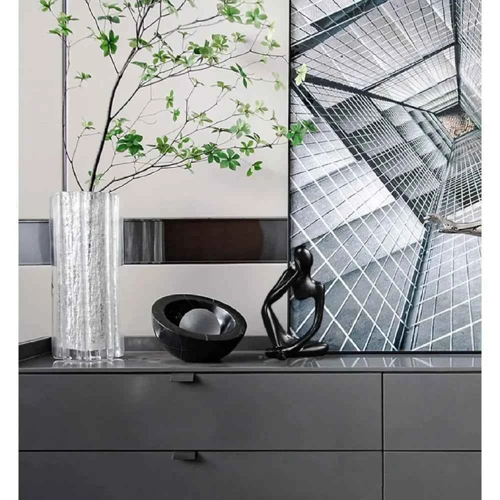 Decorations for Home Living Room Office Mini Thinker Sculpture Ornaments Resin Black Modern Abstract Sculptures Desktop