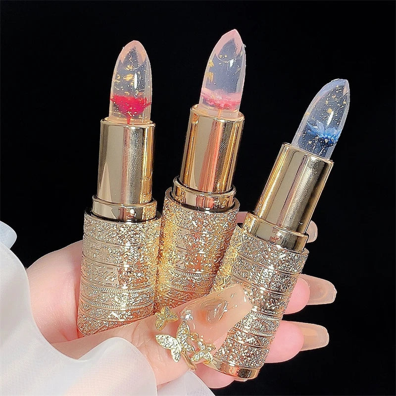 Moisturizing Flower Transparent Lipstick Temperature Color Changing Lip Balm Long Lasting Jelly Lipstick Lips Care Makeup 1pc