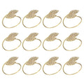 Napkin Ring, 12 Pcs Metal Napkin Rings Holder for Wedding Party Dinner Table Decoration (Leaf-Gold)
