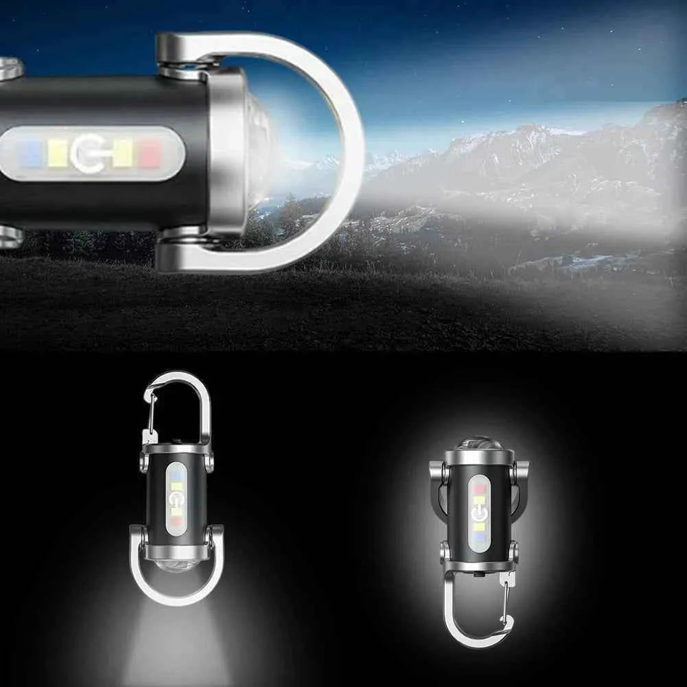 COB LED Keychain Flashlight Multifunctional Pocket Flashlight USB Rechargeable Portable Keychain Torch for Camping Hiking