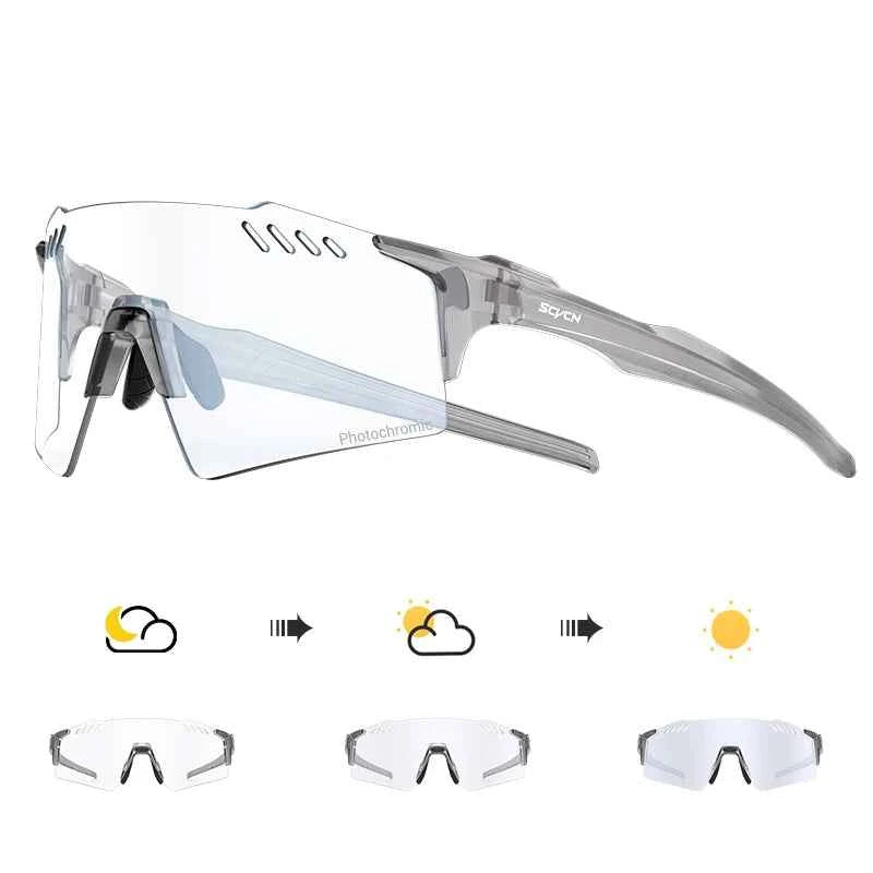 SCVCN Photochromic bike Cycling glasses UV400 Bicycle riding Eyewear Sports MTB Outdoor Sports Golf Camping Driving Eyepieces