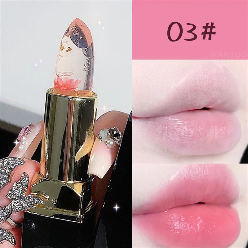 Moisturizing Flower Transparent Lipstick Temperature Color Changing Lip Balm Long Lasting Jelly Lipstick Lips Care Makeup 1pc
