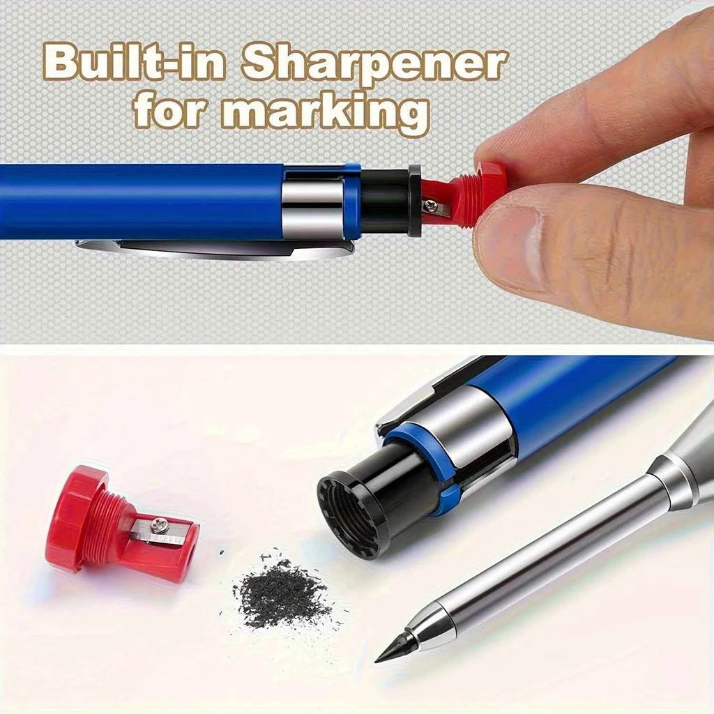 2.8mm Metal Solid Carpenter Mechanical Pencil With Holder Deep Hole Mechanical Marker Stand Pocket Clip Pencil Tool Woodworker