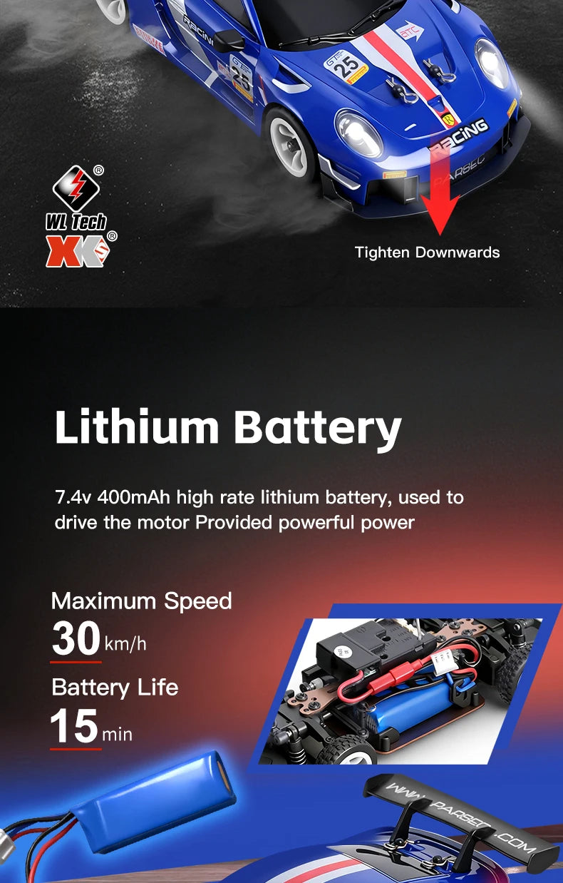 WLtoys 1/28 RC Drifting Car 284191 284019-A Upgraded Gyro 4WD High Speed Radio Control Model 2.4G Drift Racing Vehicle Mini Gift