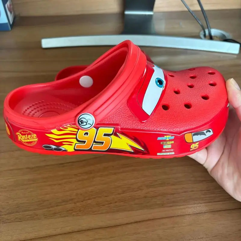 New Mcqueens Cartoon Slippers  Waterproof Eva Outdoor Sandals With Breathable Holes Adult Casual Beach Shoes Gift