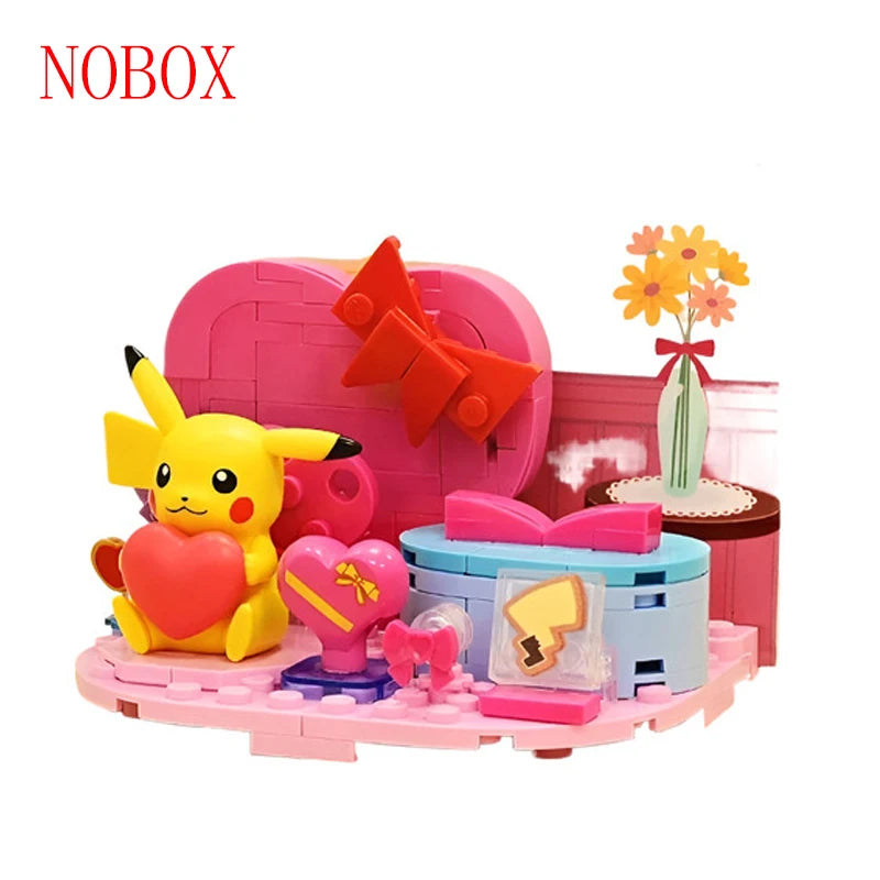 Pokemon Building Blocks Pikachu Psyduck Seaside Party Theme Scene Model Bricks Desktop Decorative Ornaments DIY Toys Gifts