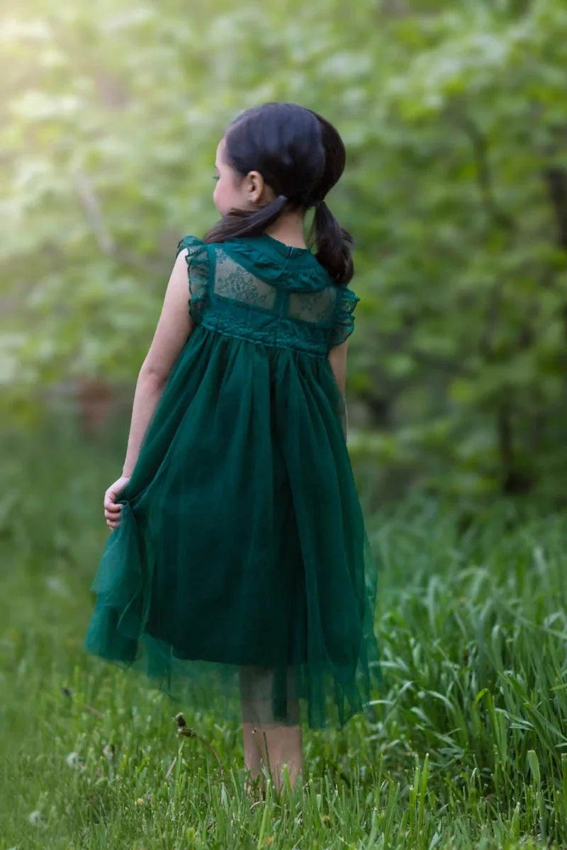 Bohemia Summer Dress For Girls Tulle Lace Sleeveless Princess Flower Girls Wedding Birthday Ball Gown Party Dresses Clothes