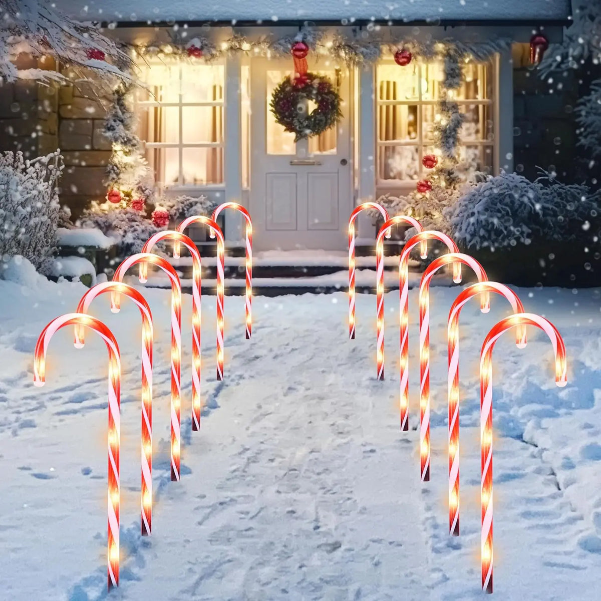 Christmas Candy Cane Pathway Lights Set of 12 Warm White