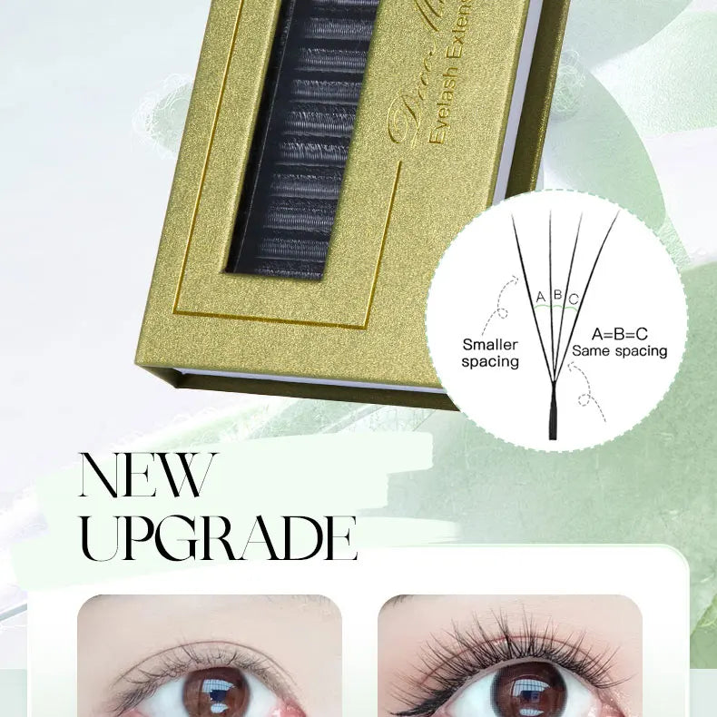 DeceMars V-shaped 4D eyelash extensions Matte Black 12 Rows/Tray for Makeup