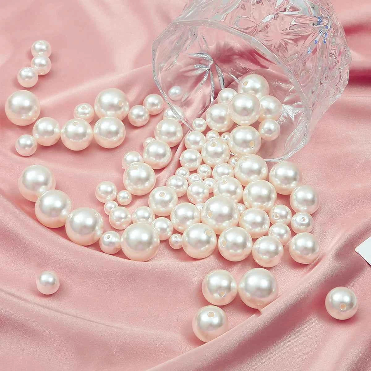 3-20mm 10-1000pcs straight hole ABS imitation pearl beige white bracelet with round beads for DIY craft jewelry making products