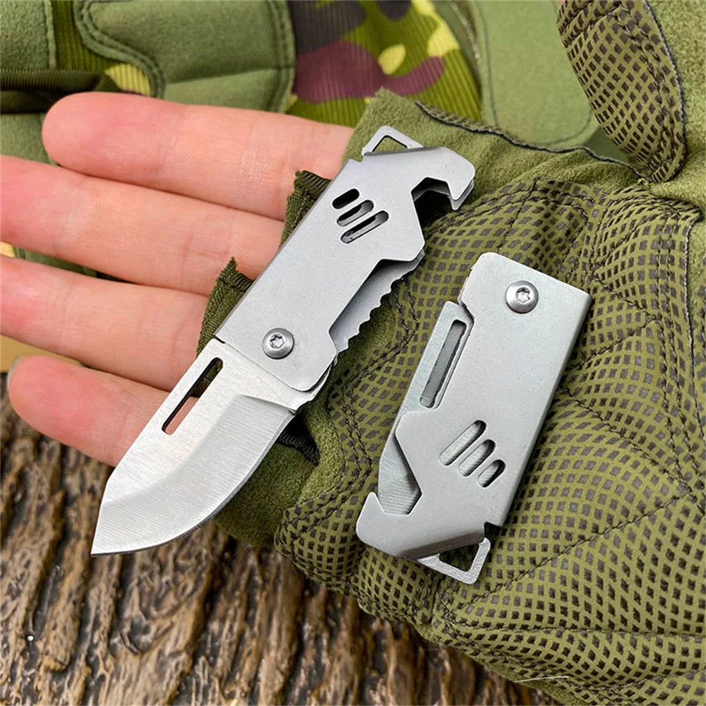 Key Chain Pendant Compact Bottle Opener Pocket Knife Outdoor Folding Knife For Camping Fishing Keyring