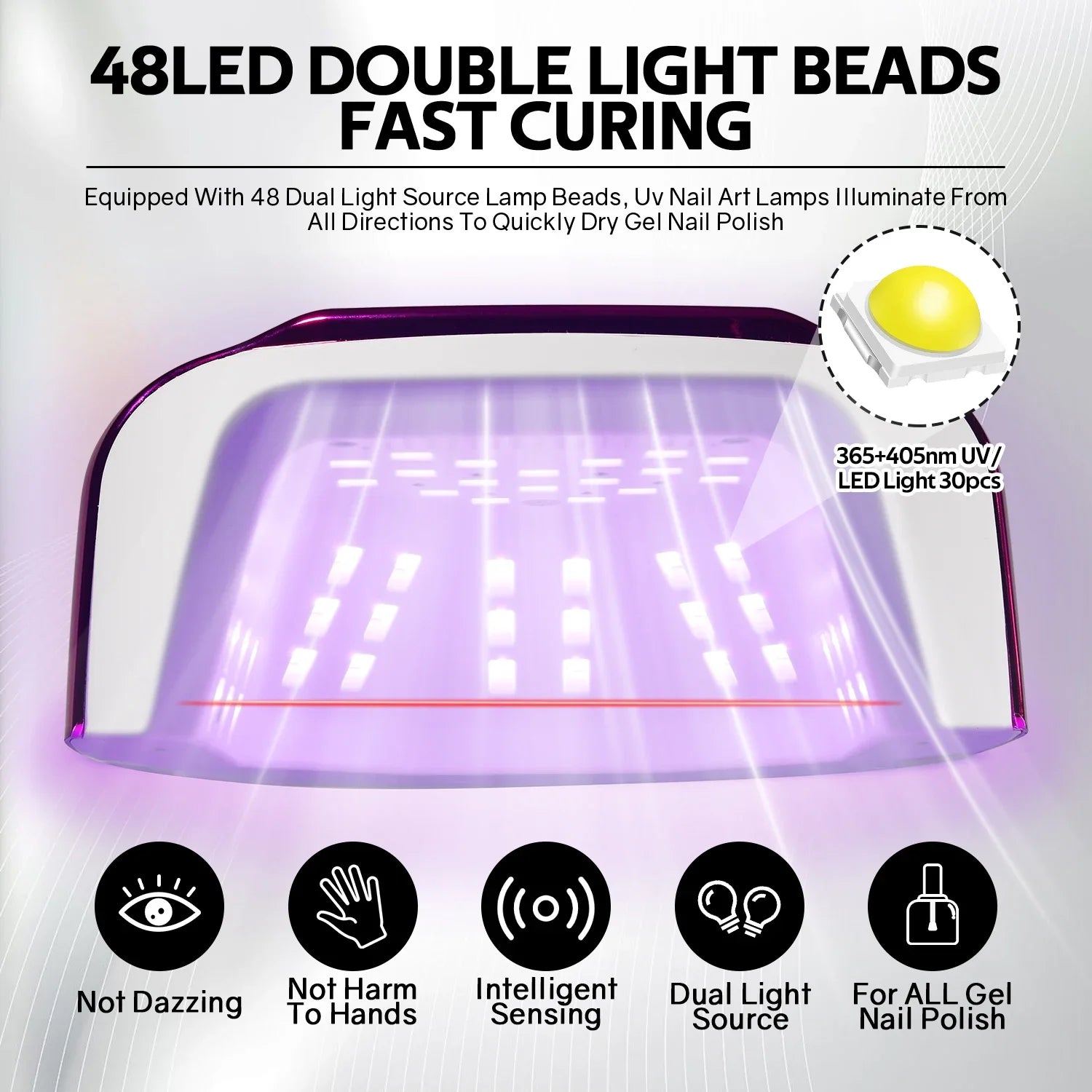 200W UV Nail Lamp 48 LEDs Nail Dryer Machine with LCD Screen Rechargeable Manicure Lamp for Curing All Nails Gel Nail Art Tools