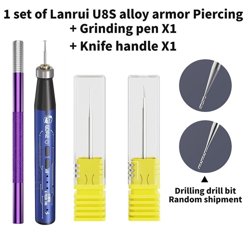 Lanrui U8S Alloy Stripped Screw Extractor Drill Bit Set 2.35mm Shank for Phone Repair Professional Sliding Thread Removal Tool