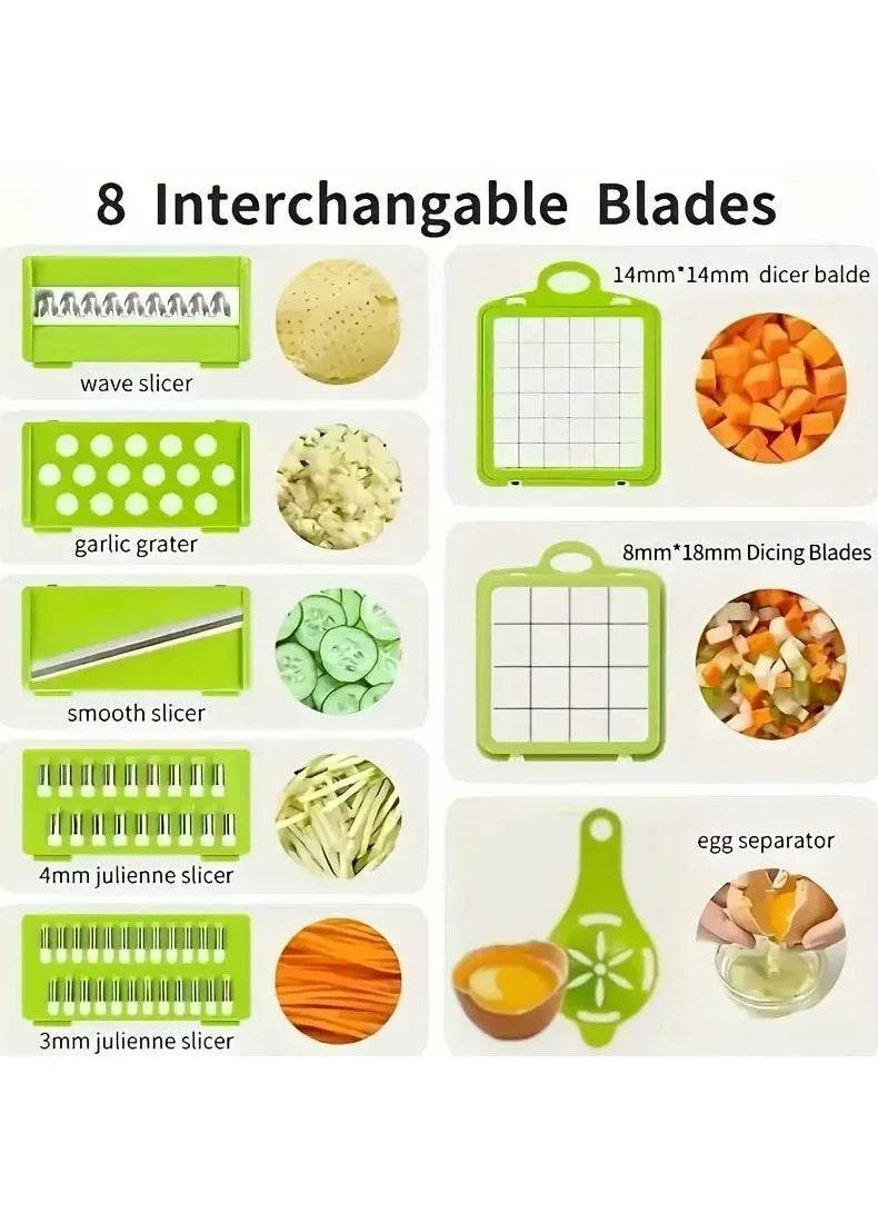 Pro-Series 16-in-1 Vegetable Chopper, Dewpeton Mandoline Slicer, Veggie Chopper, Food Chopper with Container, Vegetable Cutter