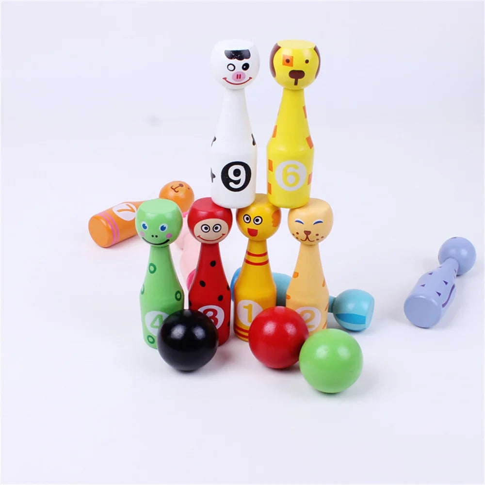 Kids Bowling Set With Cartoon Number Print Toddler Indoor Outdoor Activity Play