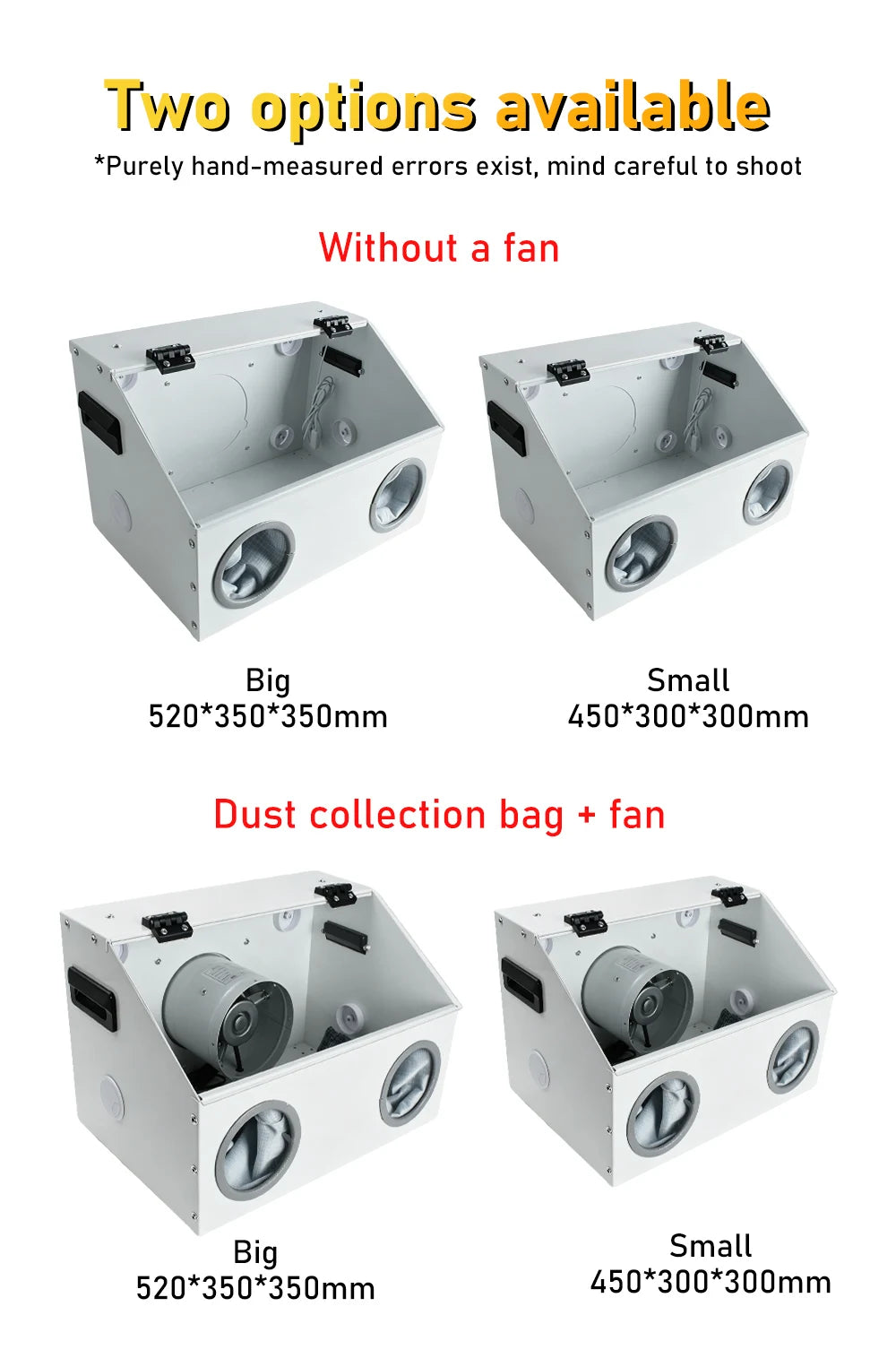 220V Grinding Dust Box Metal Structure Dust Box Ventilation Fan Dust Extraction Box for Craft Work Sanding Polishing