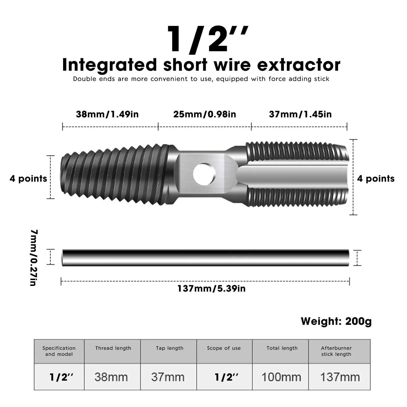 Damaged screw extractor double-headed screw extractor drill bit set water pipe bolt screw valve thread repair remover tool