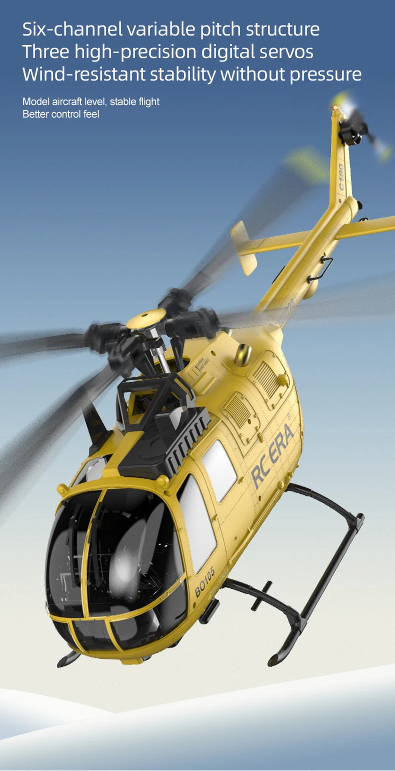 RC ERA C180 BO-105 2.4G 6CH Optical Flow Positioning TOF Altitude Hold Dual Brushless Motor 1:25 Scale Flybarless RC Helicopter