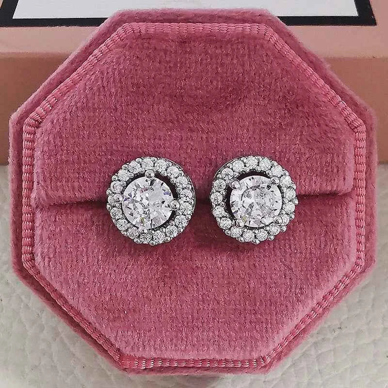 2023 New Arrivals Fashion Luxury silver color korean Zircon Stud Pink Earing Earrings For Women Girl Party Gift Jewelry Z7