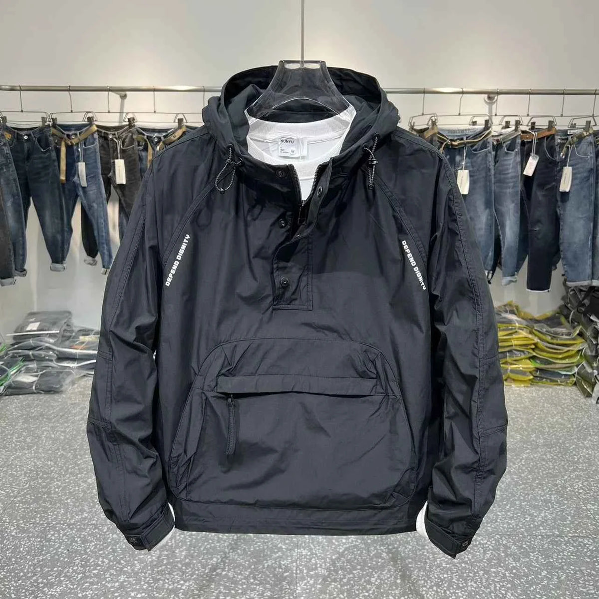 Men’s Casual Hooded Jacket With Zipper And Multi Pockets