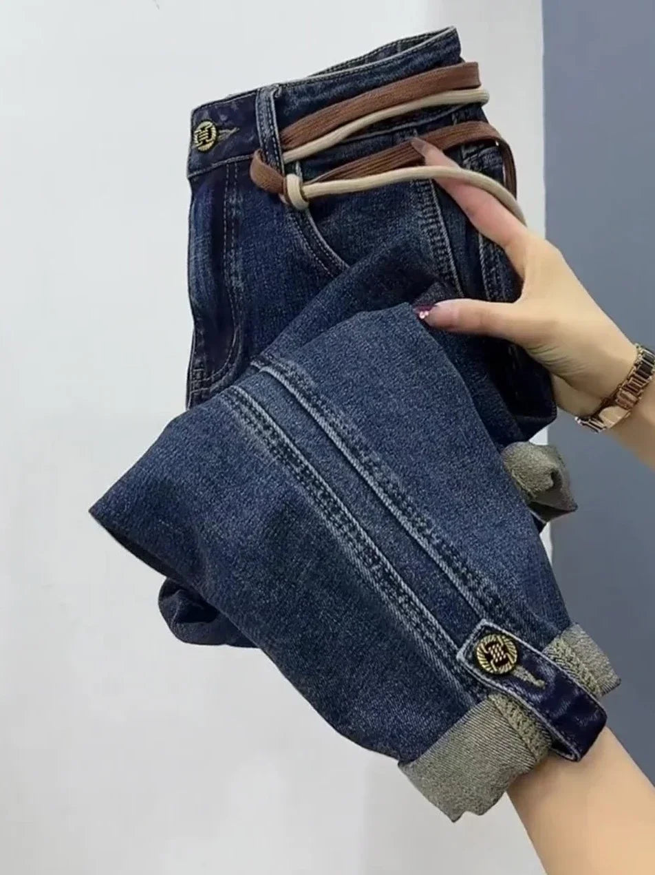 Y2k Jeans Pear-shaped Plus Size Women's Jeans Baggy Haren Pants 2023 New High Waist Elastic Slimming Pantalones De Mujer