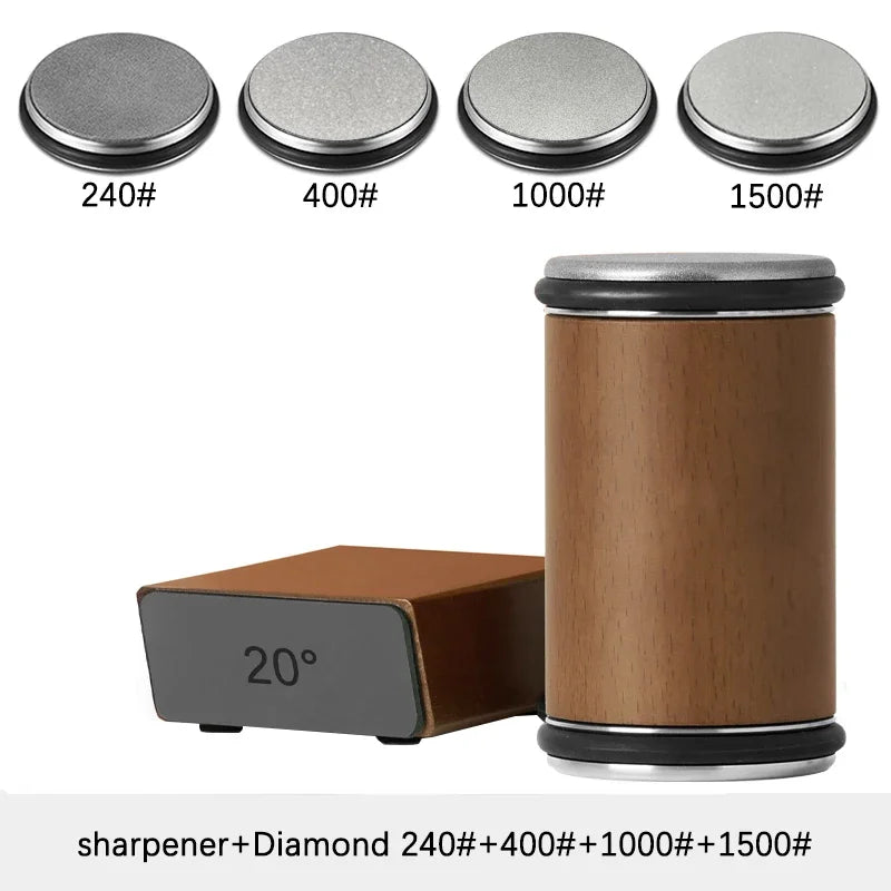 Rolling Knife Sharpener For Straight Edge Knife Sharpener Kit With 15/20° Degree Magnetic Angle For Kitchen Knives Whetstone Set