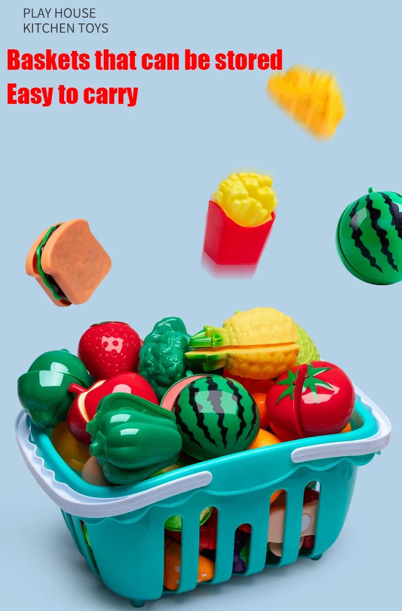 Kids Toys Pretend Play Red Kitchen Toys Simulation Food Cooking Girl's Boys Educational Play House Interactive Toys for Children