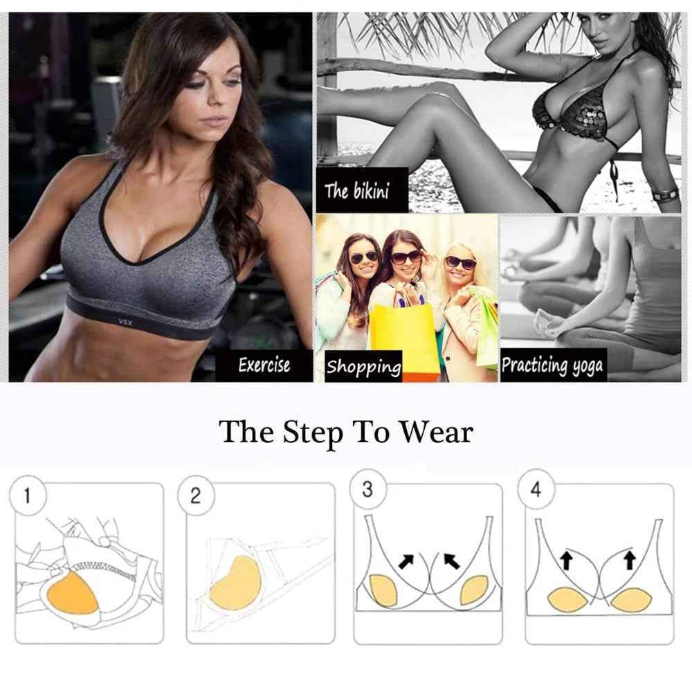 1Pair Chest Push Up Sticky Bra Thicker Sponge Bra Pad Breast Lift Up Enhancer Silicone Removeable Inserts Swimsuit Invisible Bra