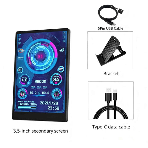 3.5 Inch IPS Type-C Secondary Screen USB Display For CPU GPU RAM HDD Monitor Support AIDA64 For Computer PC