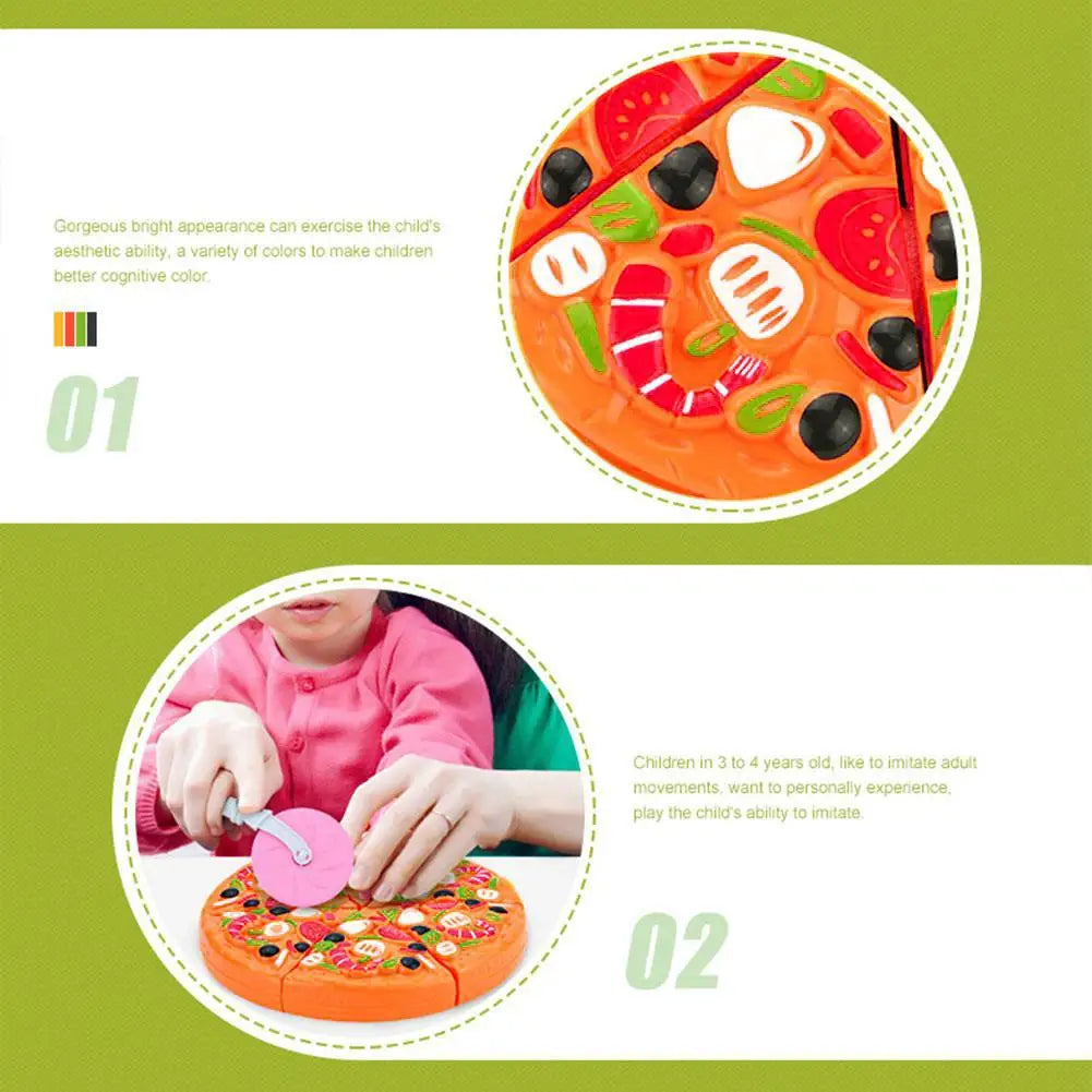 Kids Simulation Food Kitchen Toy Pretend Play Pizza with Cutter Children Interactive Toys Birthday Gifts for Boys And Girls