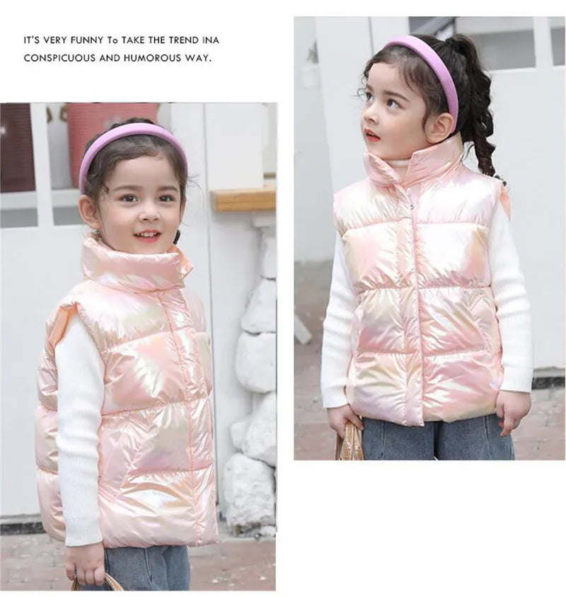 2023 Girls Down Vests 3-14 Years Old Children Clothing For Girls Boys Warm Outerwear Coat Autumn Fashion Teens Kids Jackets Vest