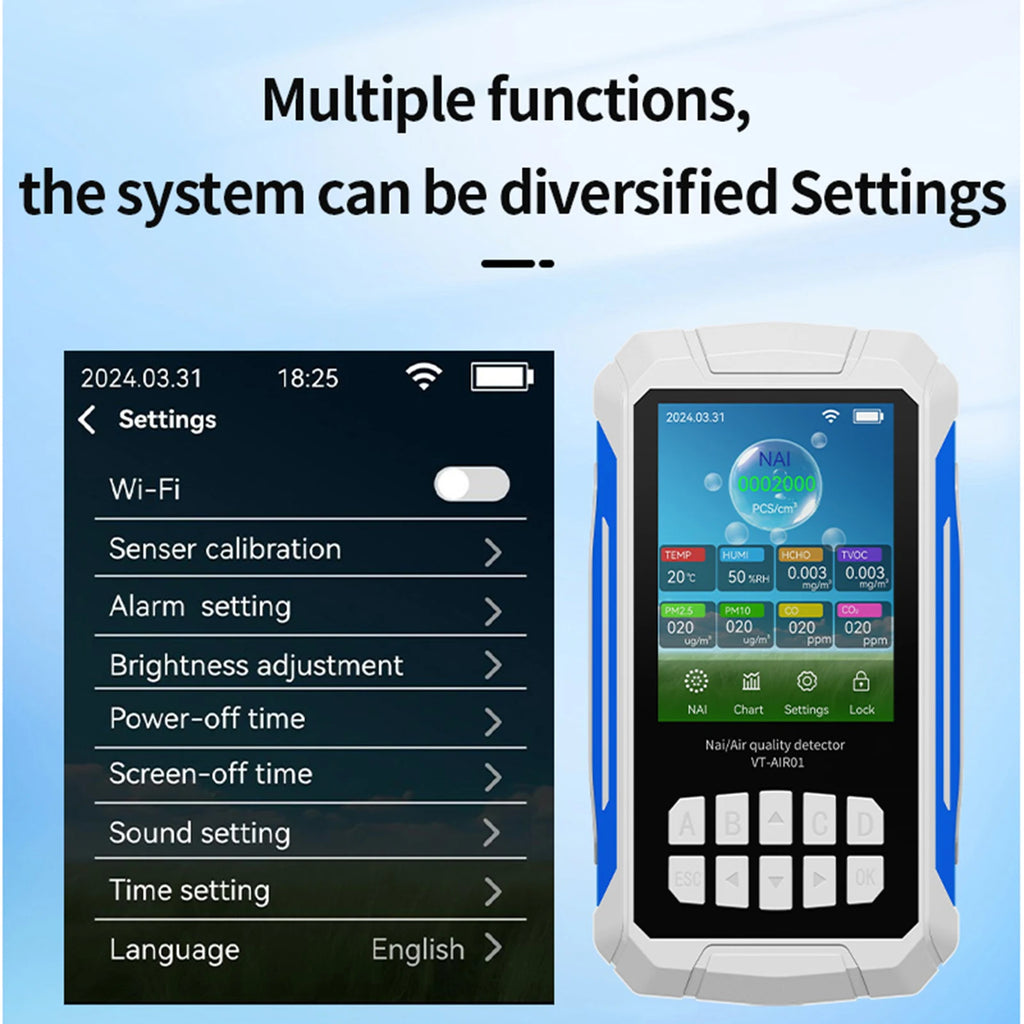 Portable Air Quality Detector Ionizer Meter with Alarm Function - Negative Ion Concentration Temperature Humidity Tester