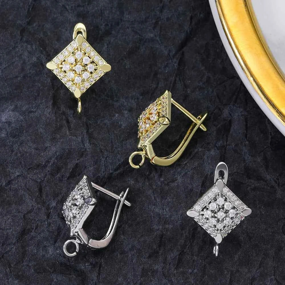 Juya Handmade 18K Real Gold Plated Earwire Fasteners Earring Hooks Accessories For DIY Women's Anti-Allergy Earrings Making