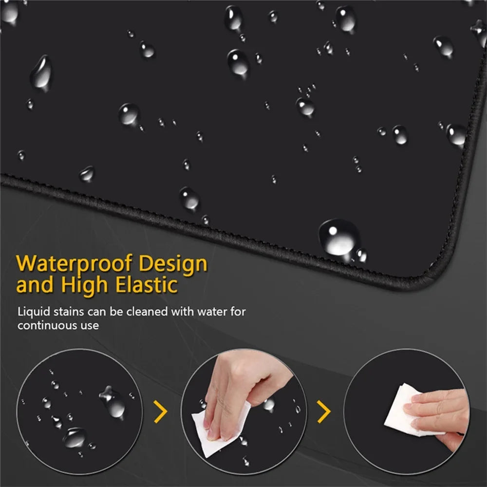 Pure Black Mousepad Large Gaming Solid Color Mouse Pad Natural Rubber Waterproof Keyboard Big Mouse Mat Anti-slip Keyboard Mat