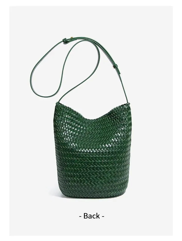 Luxury Woman Handbag New High End Hand-Woven Genuine Leather Women's Bag Large Capacity Shoulder Tote Bag Underarm Bag Bucket Ba