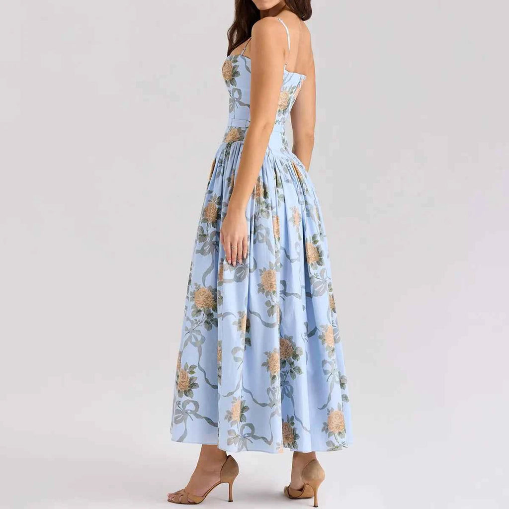 Suninheart Summer Clothes for Women Midi Elegant Dress 2025 New Arrivals White Floral Print Holiday Dress