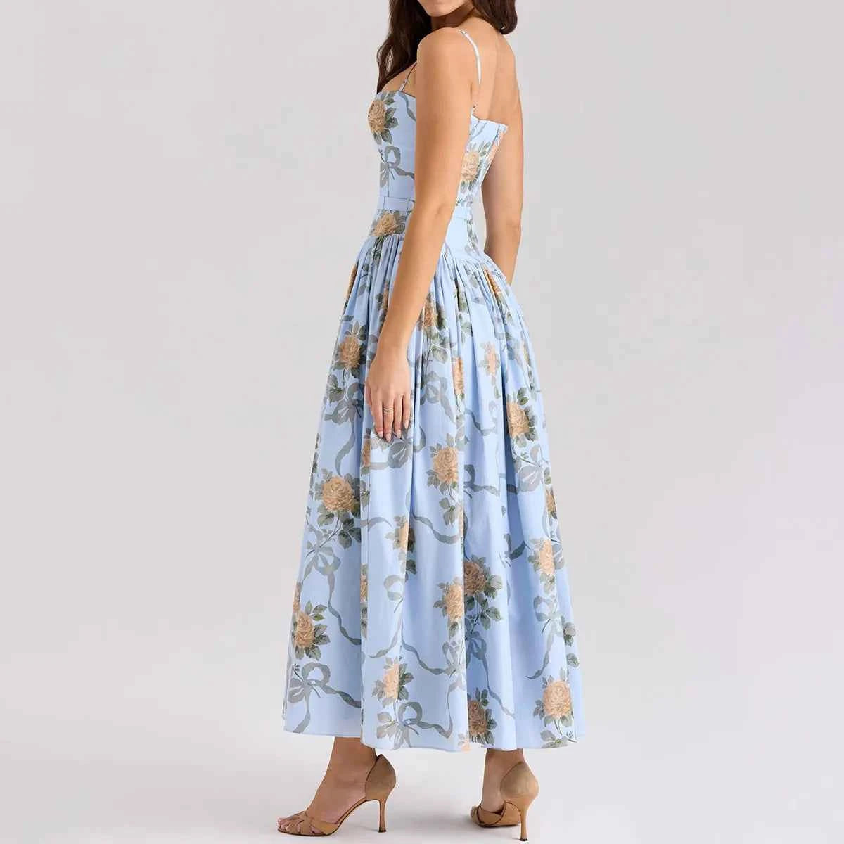 Suninheart Summer Clothes for Women Midi Elegant Dress 2025 New Arrivals White Floral Print Holiday Dress