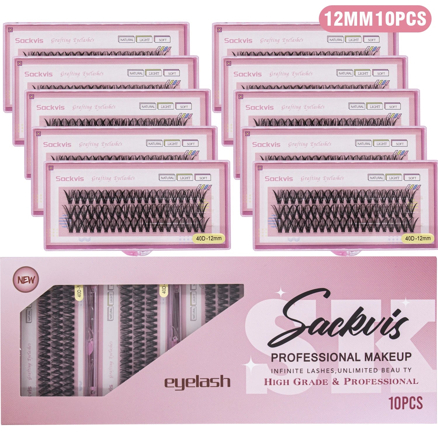10 Boxes 40D 9-14mm C Curl Wholesale Individual Lashes Makeup False Eyelashes Extension Faux Mink Wispy Eyelash Tool Diy