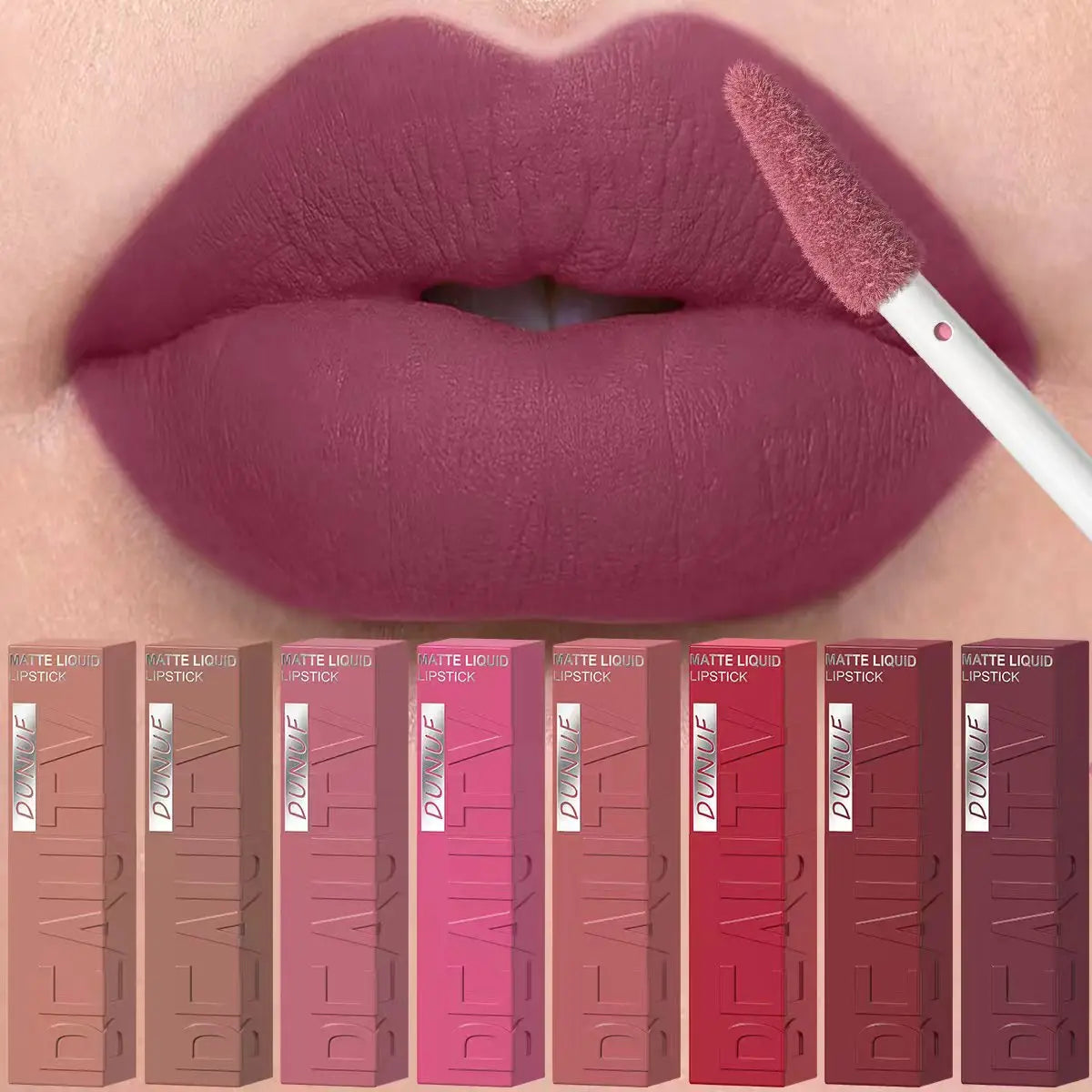 Matte Velvet Lipstick Lip Gloss Waterproof Smooth Long-Lasting Non-sticky Non-transfer Deep Red Nude Y2K Daily&Party Makeup Gift