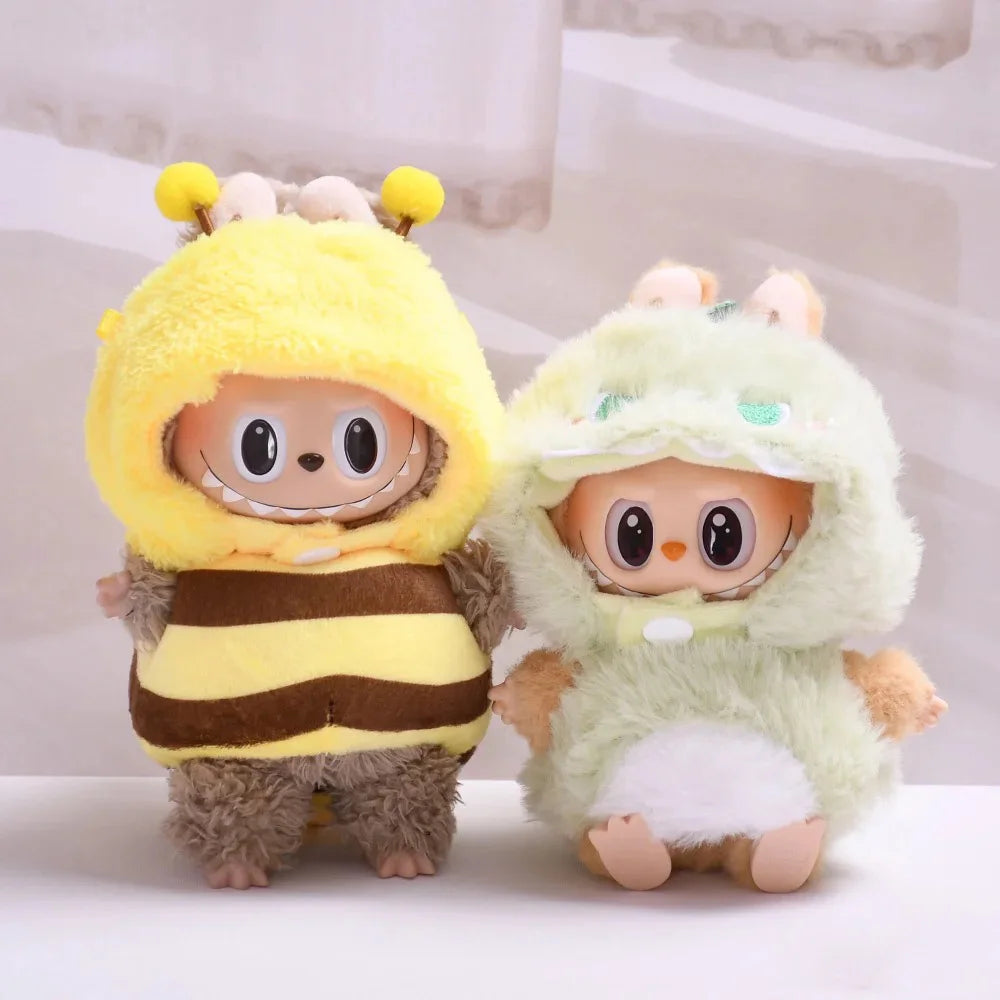 Doll Clothes For 15-17cm Labubu Pendant Sitting Baby Bee Dinosaur Shark Labubu Dolls Accessories Cute Decoration Little Clothes