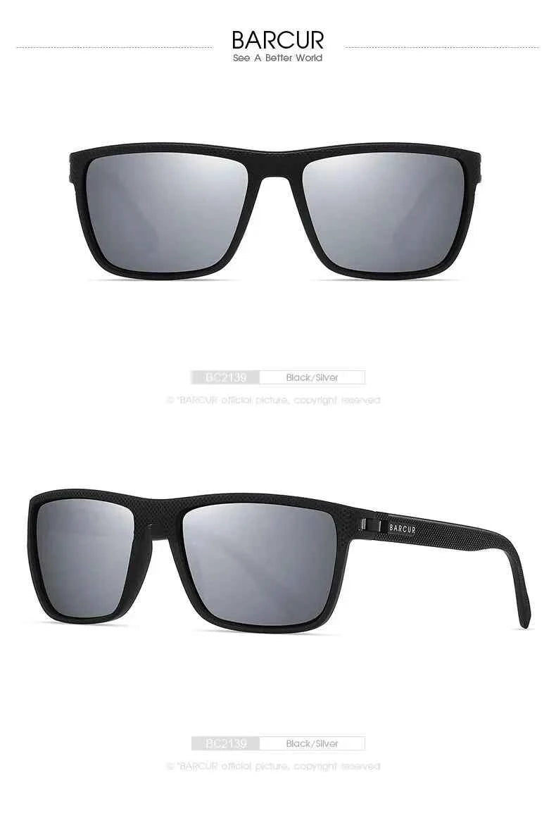 BARCUR Design TR90 Sunglasses Men Polarized Light Weight Sports Sun Glasses Women Eyewear Accessory Oculos UVAB Protection