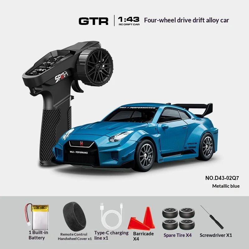 Mini Alloy RC Car 1:43 High-Speed Drifting Sports Car Boys Toy Four-Wheel Drive Simulation Race Car Remote Control Vehicle