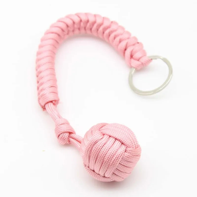 Emergency Escape Parachute Rope Woven Steel Ball Self-defense Ball Hand Woven Multifunctional Parachute Rope Woven Keychain