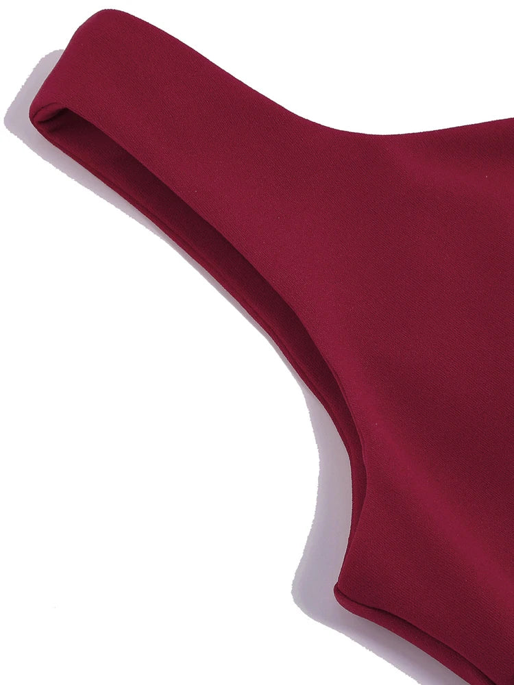 Tonval Sweetheart Neck Sleeveless Office Midi Pencil Dresses for Women 2023 Vintage Red Solid Elegant Slim Bodycon Dress