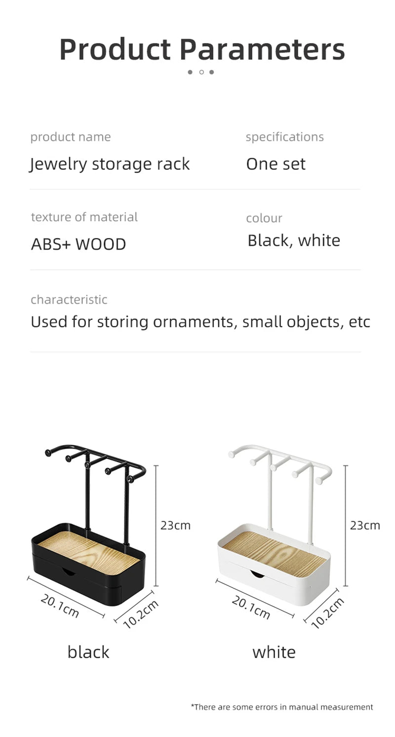 Jewelry Organizer Display Stand Rack With Wooden Tray For Earrings Bracelet Necklaces Rings Storage Hanging Organizer Holder